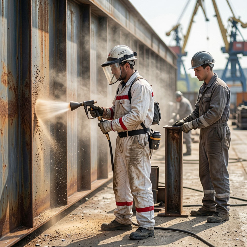 Blasting crew on site