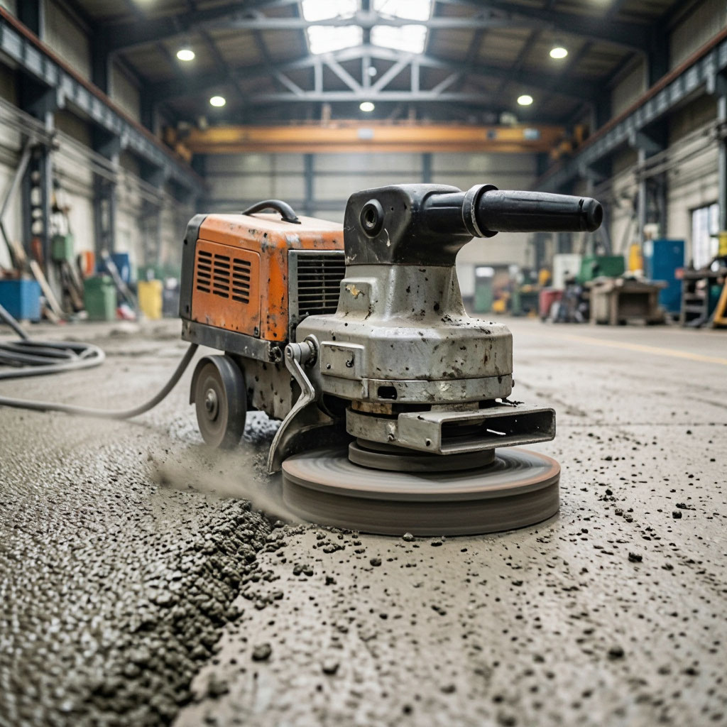 Concrete surface preparation with industrial equipment